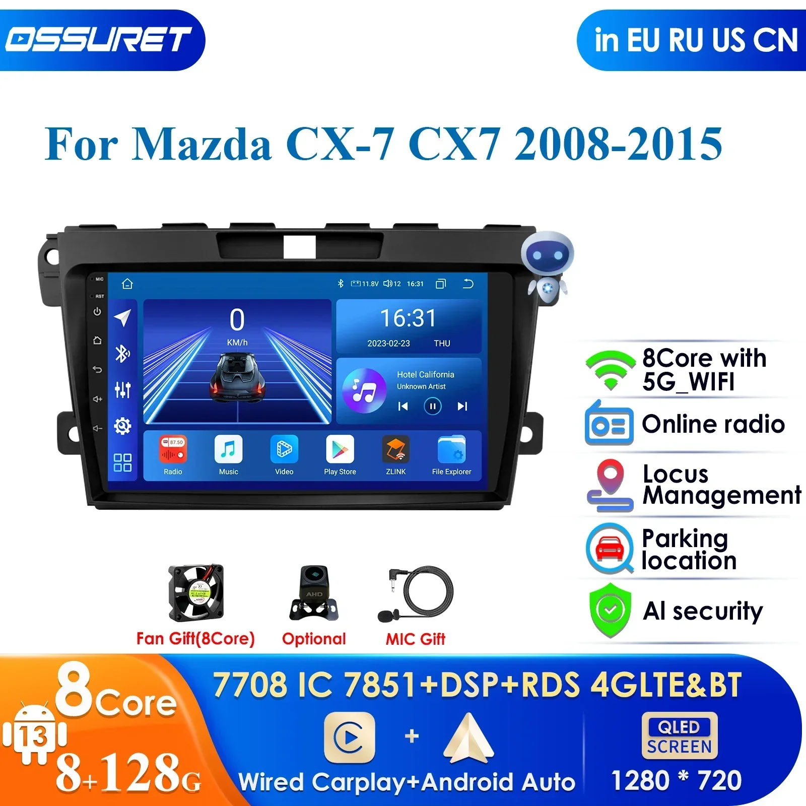 

Carplay 4G-LTE AI Voice 2 Din Android Auto Radio for Mazda CX-7 CX7 2008 - 2015 Car Multimedia GPS 2din Autoradio Audio Stereo