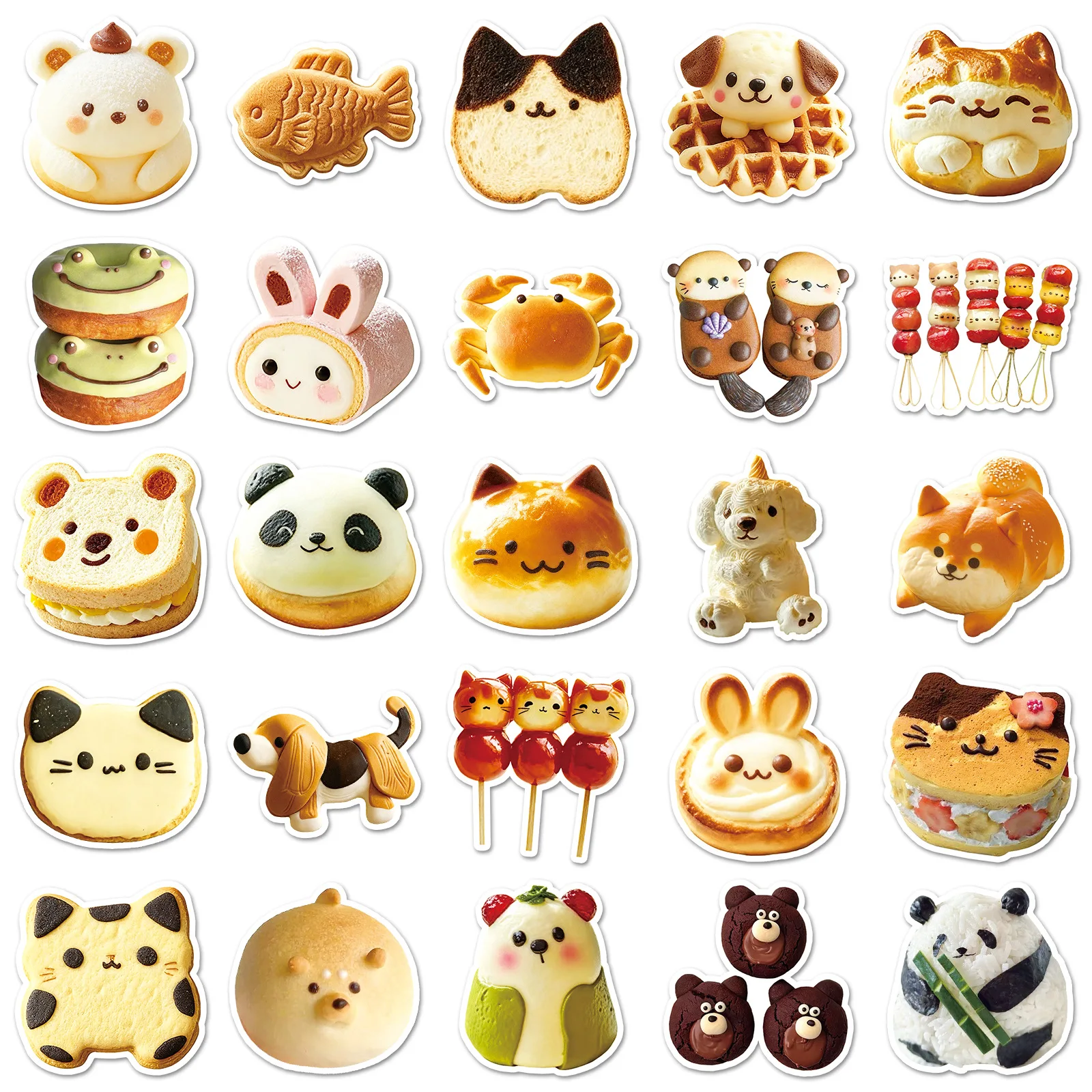 50PCS Q Version Animal Shape Food Cute Pet DIY Graffiti Decoration Mobile Phone Case Luggage Guitar Waterproof Sticker Kids Toy