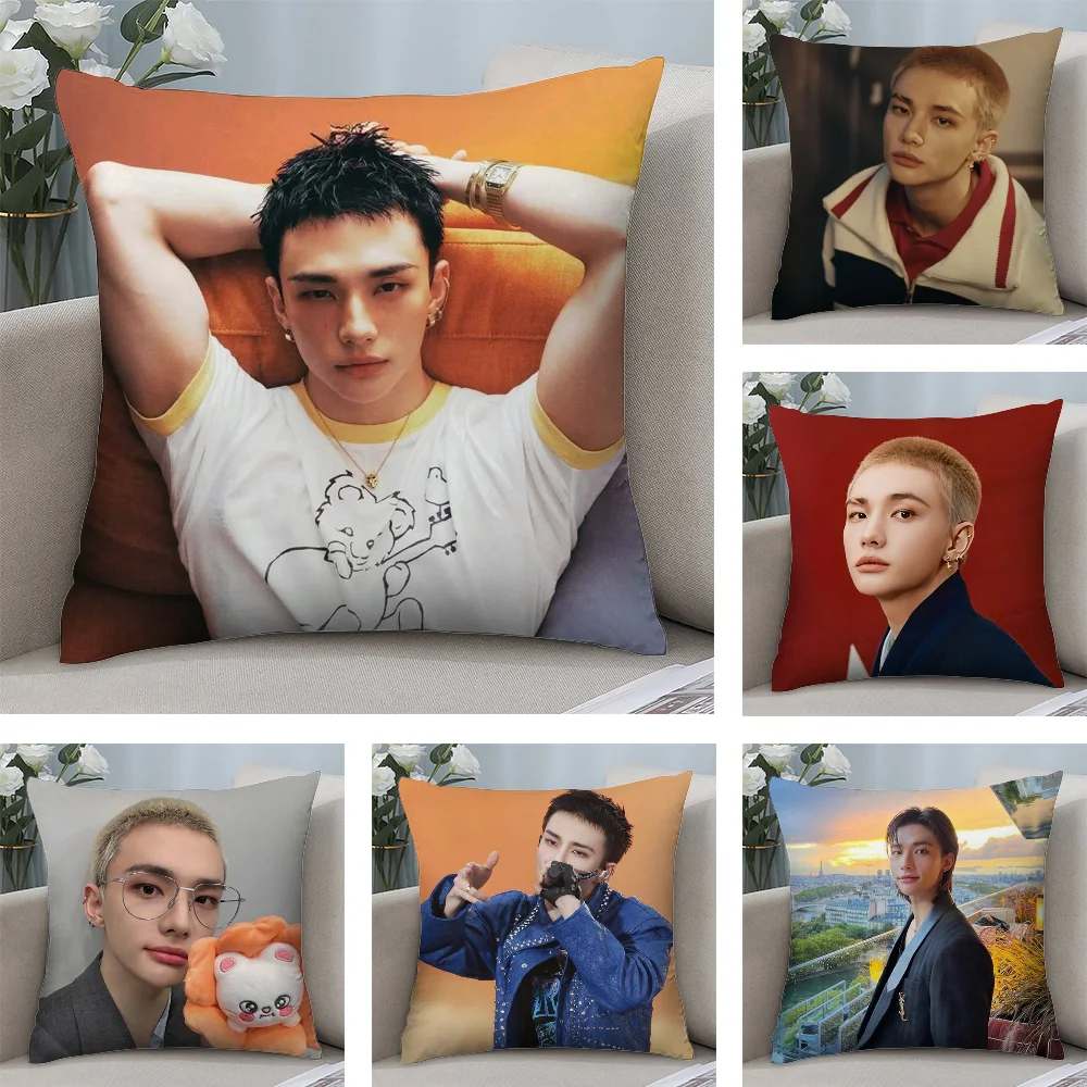 HOT-KPOP المعبود h-Hyunjin كيس وسادة قصير أريكة قطيفة ديكور هدية المنزل وسادة الطباعة على الوجهين