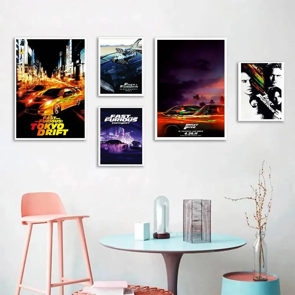 F-Fast And Furious Classic Vintage Posters Living Room Bar Cafe Quality Canvas Vintage Style Comics Painting Art Home Wall Decor