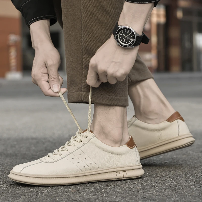 

Luxury Brand Men Shoes Tenis Masculino Lace Up Sneakers Man Genuine Leather Casual Shoes For Men Comfortable Walking Board Shoes