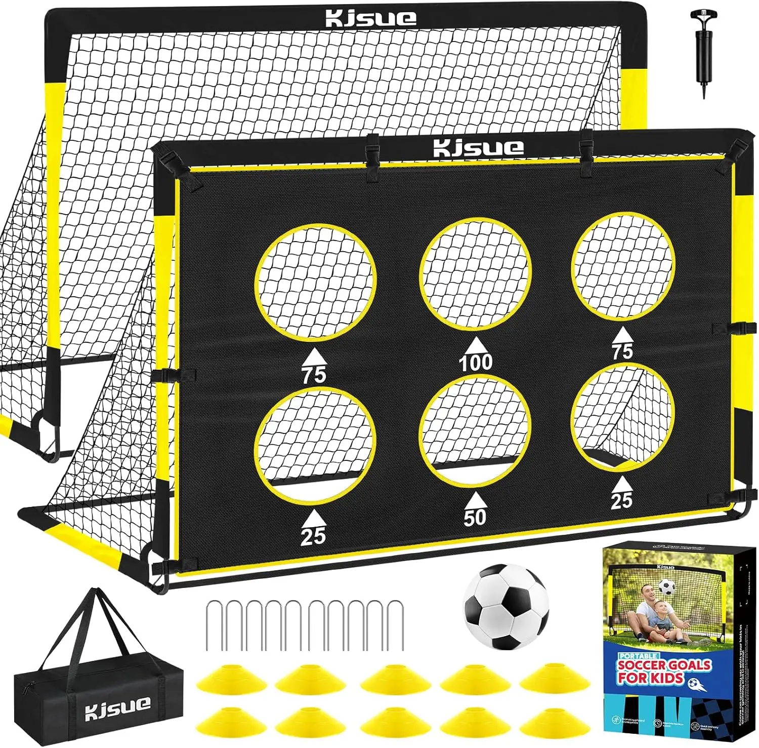 

Kids Soccer Goal Set 6x4 ft with Ball & Targets for Ages 3-12, Outdoor Training Equipment