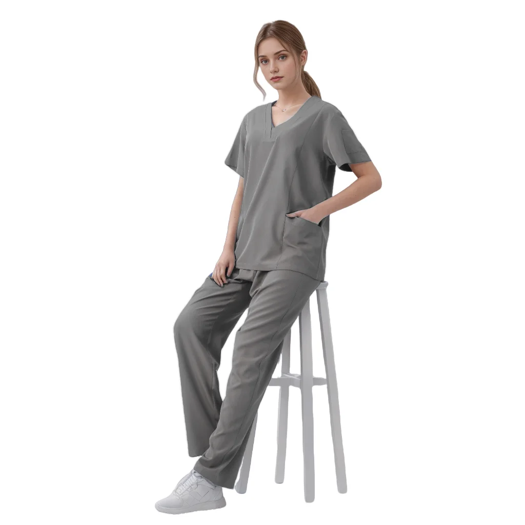 Conjunto de uniforme médico de manga corta para enfermera, ropa cómoda con cuello en V, uniforme de enfermería para Hospital