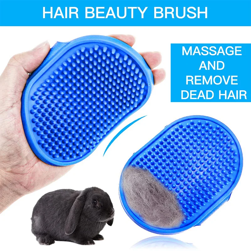 Rabbit Grooming Kit Tear Stain Remover Cleaning Combs Pet Nail Clipper Double-Sided Shampoo Bath Brush for Guinea Pig Bunny