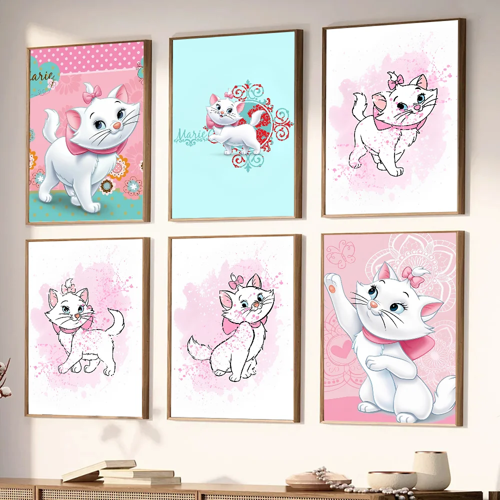 1PC Disney Marie Cat Poster Stickers Art Wall Murals Decor Game Room Decor Gifts Kawaii HD Painting Cat Cars