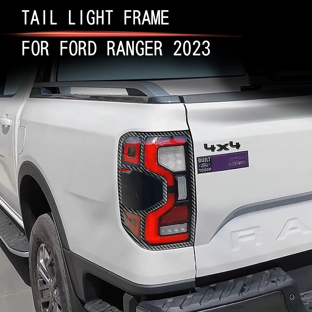 Tampa do farol de fibra de carbono para Ford Ranger Wildtrak, sobreposição do quadro da lanterna traseira, decoração adesiva, exteriores, 2022, 2023, 2024