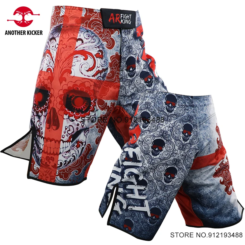 MMA Shorts Men's Muay Thai Grappling Fight Pants Skull Sublimated Martial Arts Clothing Kickboxing Cage Fighting Training Shorts