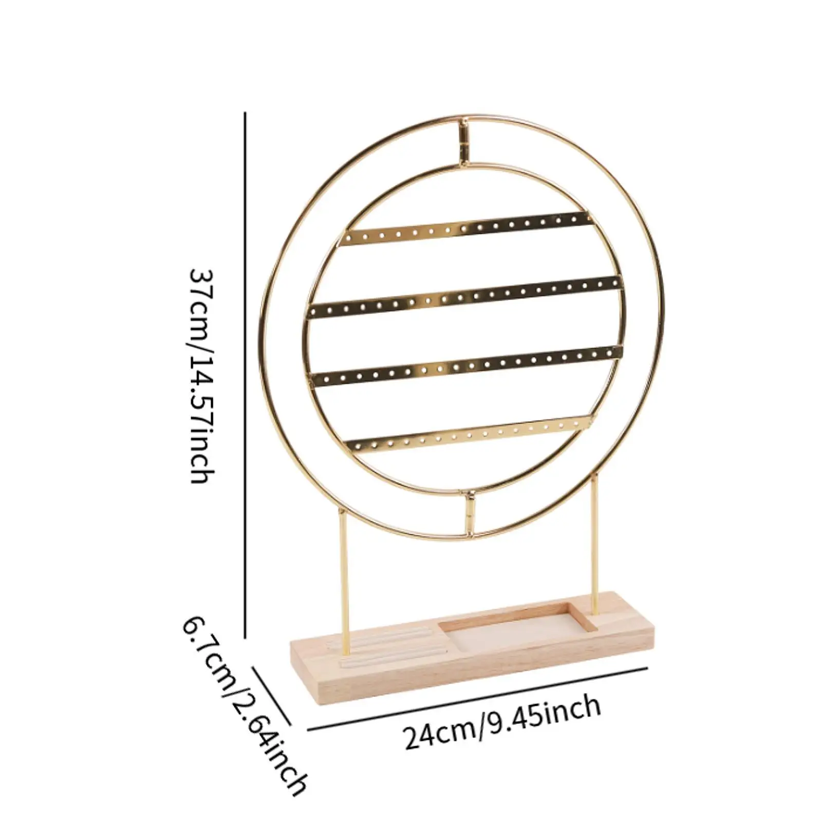 منظم الأقراط 4 طبقات قاعدة خشبية شماعة معدنية سعة كبيرة تصميم ريفي حامل القرط لسطح المنزل
