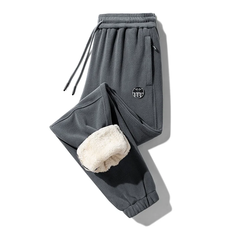 

Drawstring Trousers Men Fleece Running Pants Warm Winter Pants Men Thick Sweatpants Warm Velvet Ankle-Tied Pants Fur Lined 291