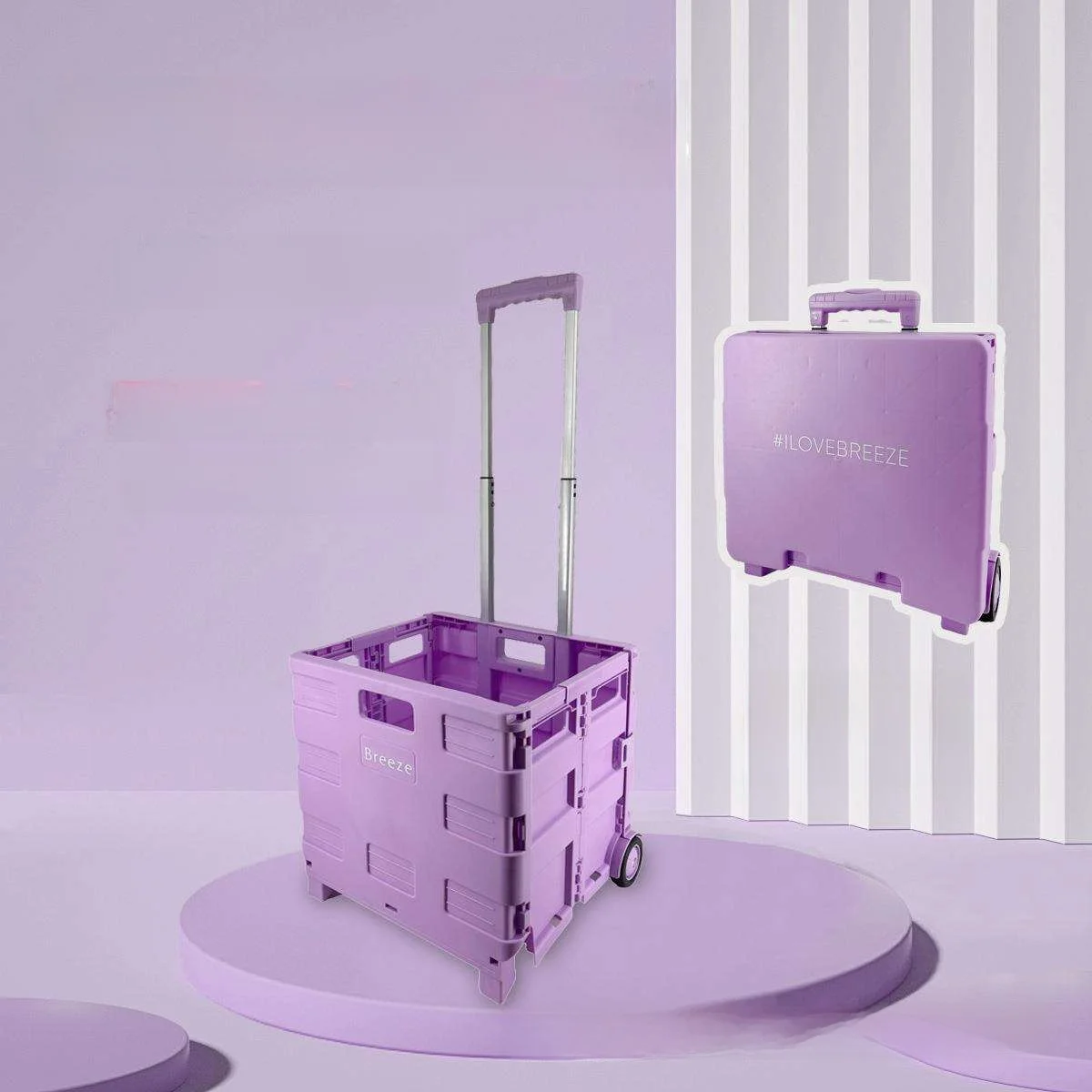 

Portable Expandable Shopping Cart Aluminum Alloy Double Wheel Retractable Handle Camping Vegetable Buying Storage Retrieval