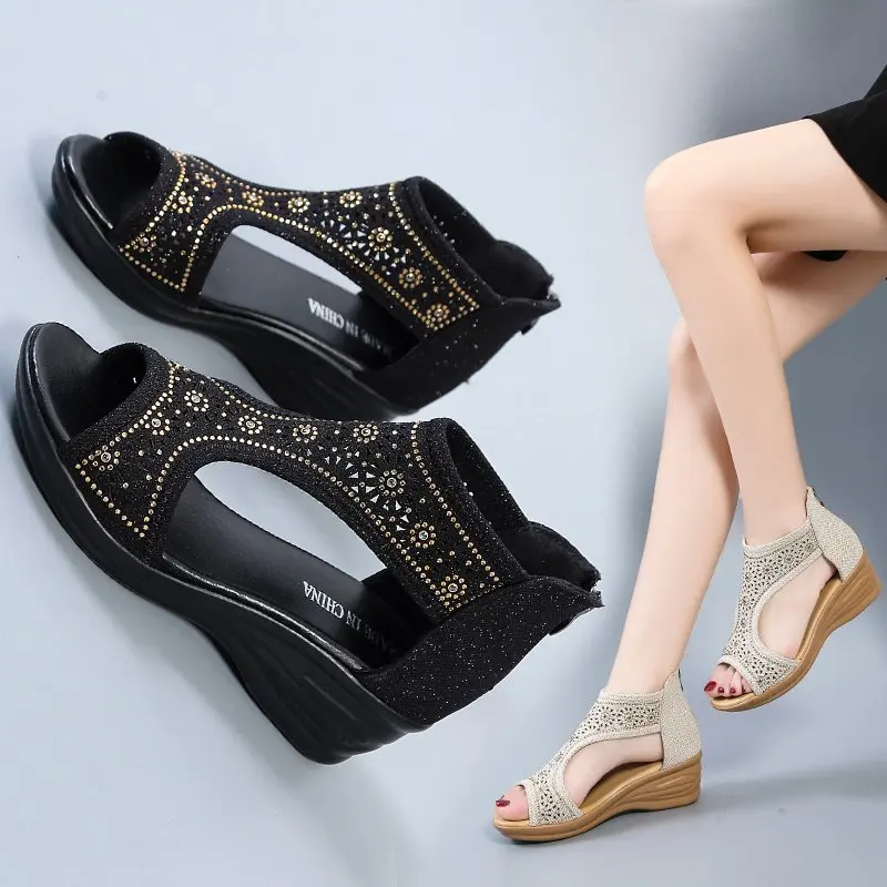 2022 Summer Women Premium Orthopedic Open Toe Sandals Vintage Anti-slip Breathable Leather Casual Female Platform Retro Shoes