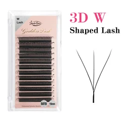 Deusa W Shape Lashes Extension, 3D pré-fabricados Volume Fans, Individual Mink Lash, Cílios Postiços Naturais, Alta Qualidade