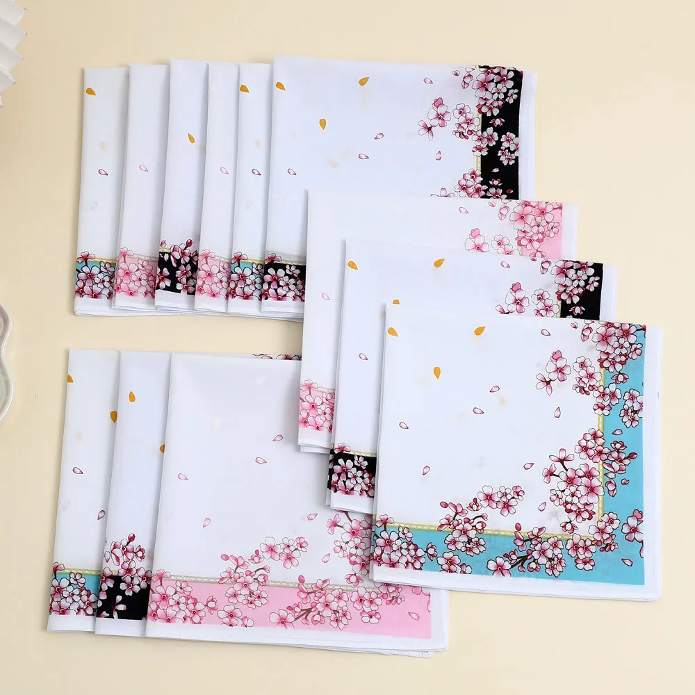 3 Packs of Pure Cotton Flower Handkerchiefs, Romantic Flower Handkerchiefs, Wedding Bride Souvenirs, Flap Pocket Pants Towels, Sweat Towels