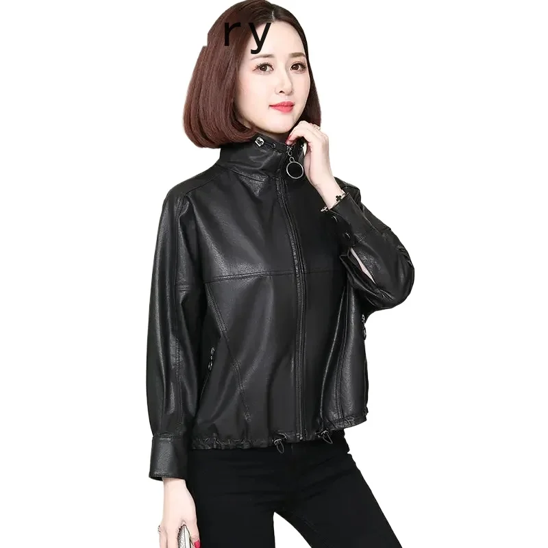 2024 New Spring Fall Genuine Sheepskin Leather Jacket Women Real Leather Coat Short Leather Jackets for Women Stand-up Collar