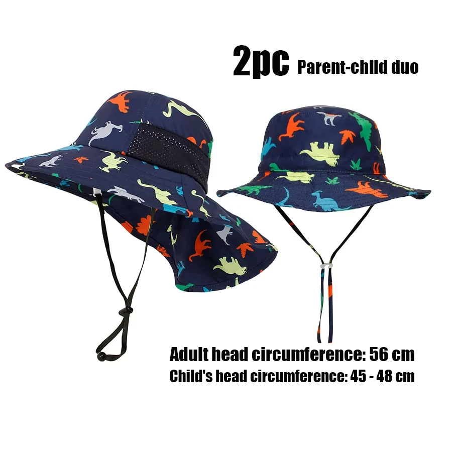 

2-piece family set: Adult neck-protecting sun hat and child's sun hat for fishing