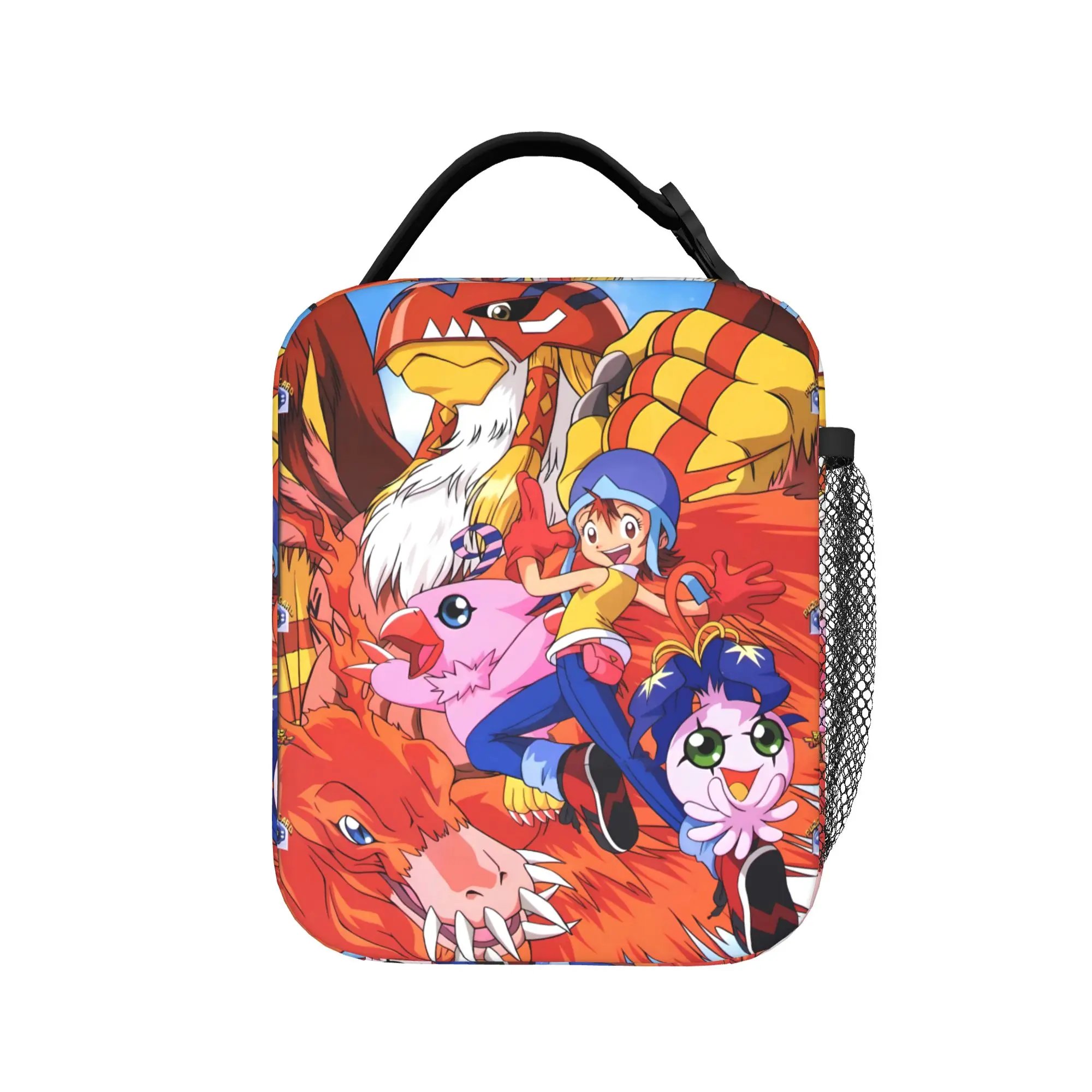 Lunch Bag Anime Digimon Adventure Picnic Lunch Box For Child  Kawaii Portable Insulated Print Cooler Bag
