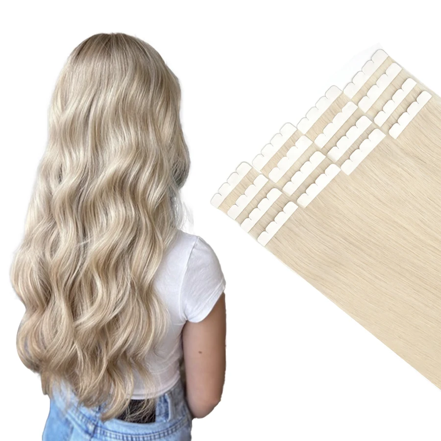 ZURIA Mini Tape in Hair Extensions 100% Human Hair,12inch-24inch 16 Pcs Straight Silky Remy Hair Extensions for Women Girls