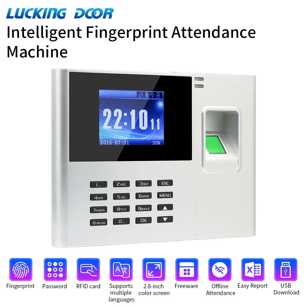 Office Employee 3-in-1 Access Control & Attendance Machine Multifunctional Time Clock Intelligent USB Export Attendance Data