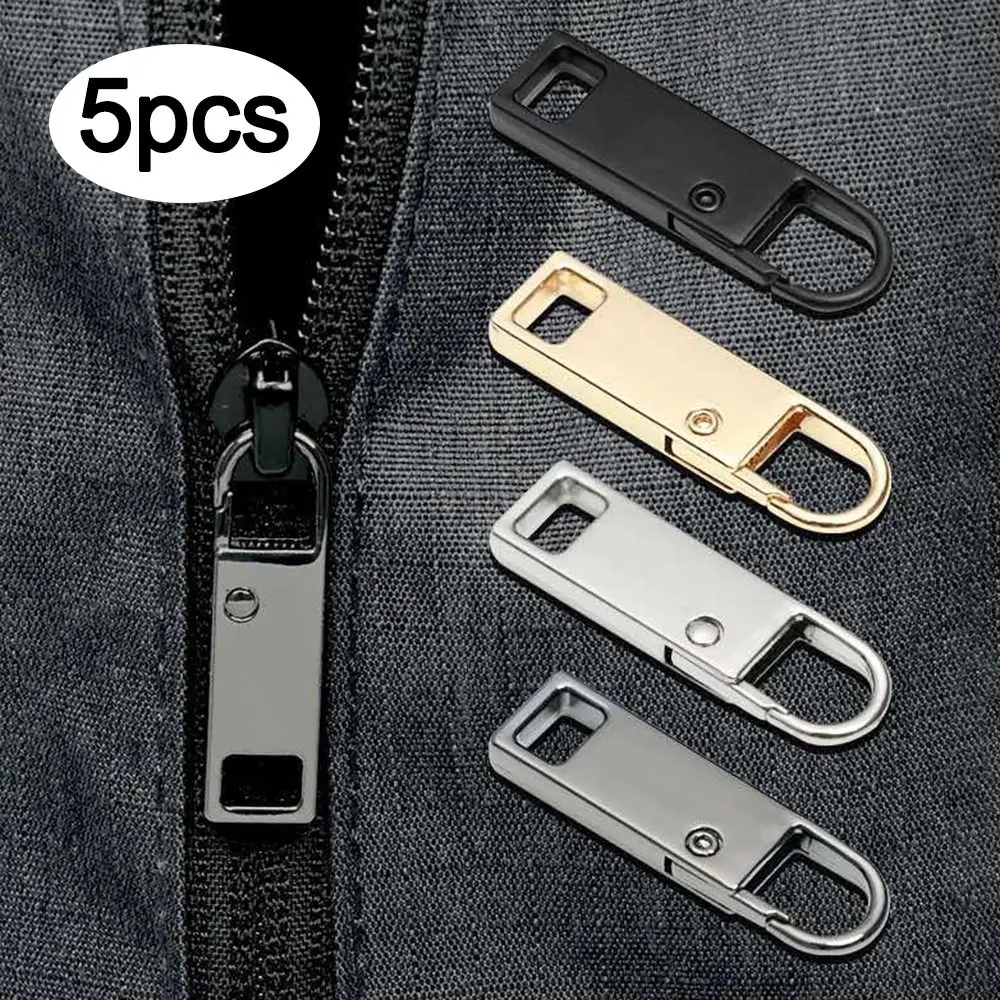 5PCS New Metal Zip Puller Replacement Tab Zipper Sliders Head Zipper Head Detachable Backpacks Purses Repair Sewing Accessories