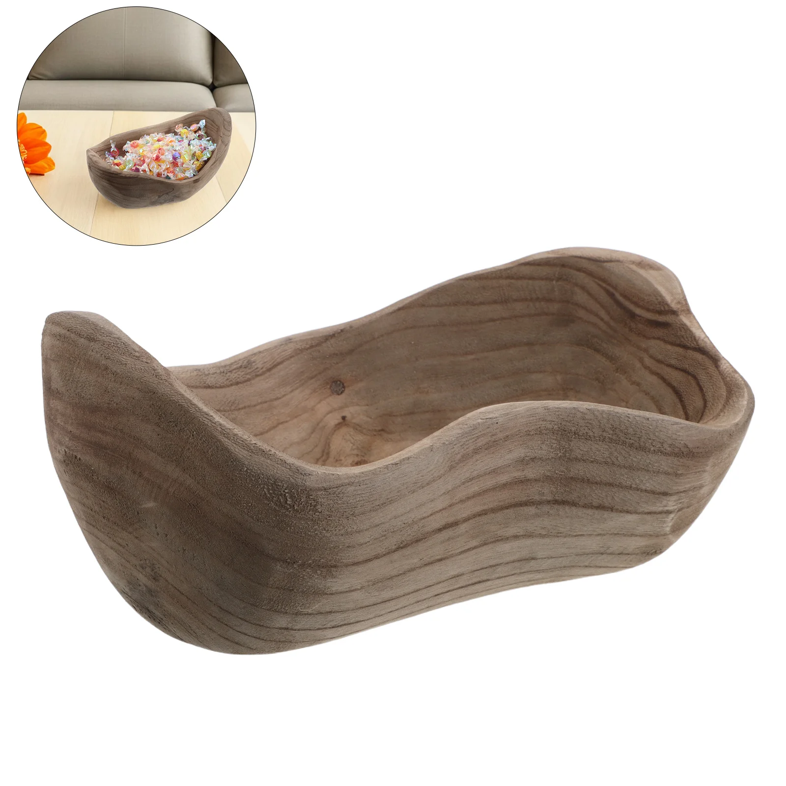 

Wooden Fruit Tray Ingot Shaped Snack Serving Platter Breakfast Coffee Bar Dessert Plate Dried Fruit Holder Wood Tabletop