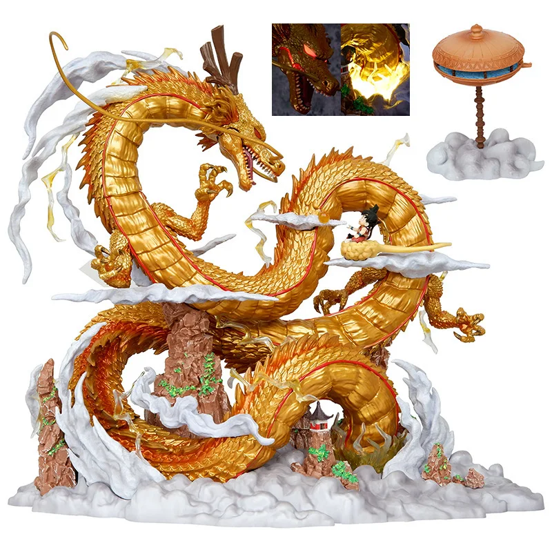 Dragon Ball Shenron Young Goku Scene Gk PVC Statue Action Figurine Desk Collectible Anime Model Toys Figures Gift 46CM