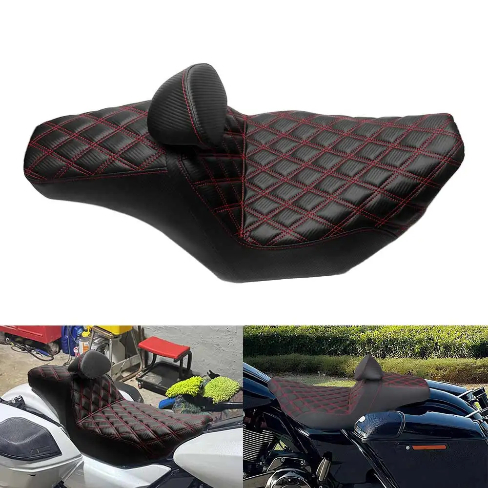 

1 Pcs Driver Passenger Seat With Backrest For Harley Touring Fltrxst/Se Fltrx/L Flhxst/Se Flhxu/L Flhxlse/I 2023-2026 Black Red