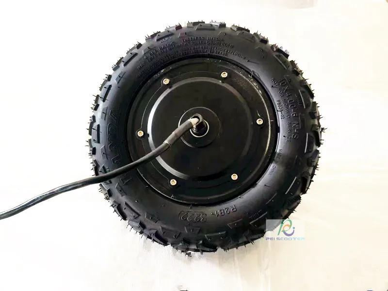 10 Inch 10x4.0-6 Tyre Brushless Gear Double Axles Low-speed High-Torque Scooter AGV Hub Motor phub-10cw