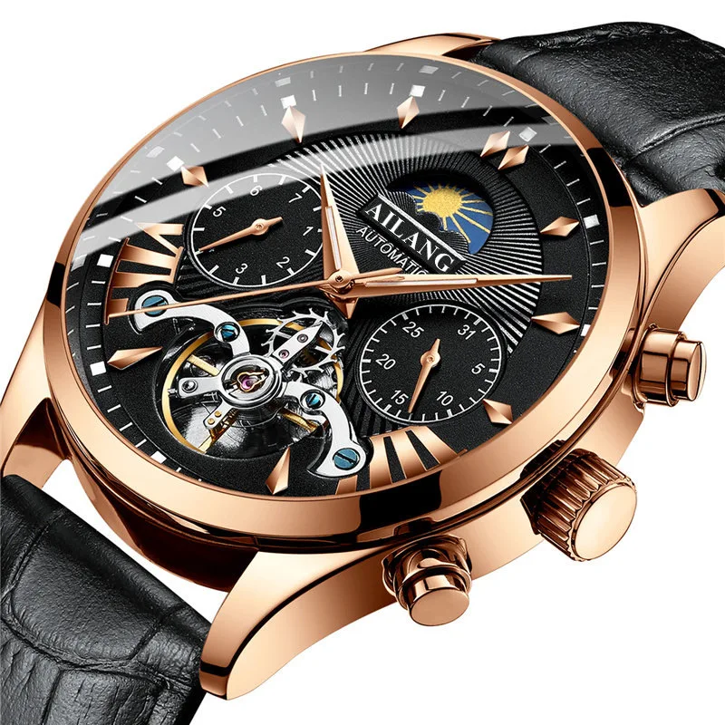 

AILANG top luxury brand men's mechanical watch moon phase multi-function tourbillon watch diving clock men's business style