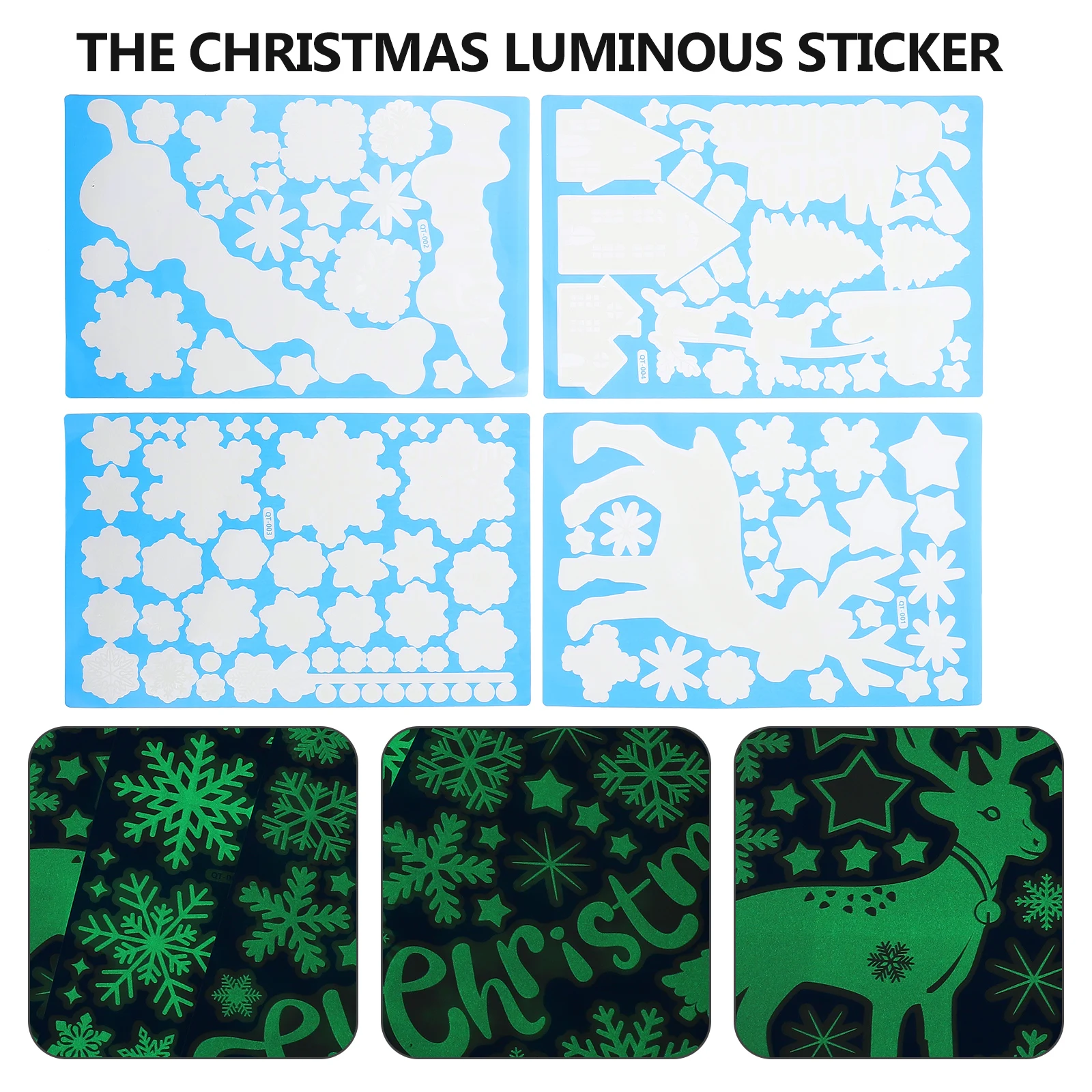 

Christmas Luminous Stickers 4 Sheets Glow In The Dark Decals Window Wall Sticker Adhesive Decor Home Party Xmas