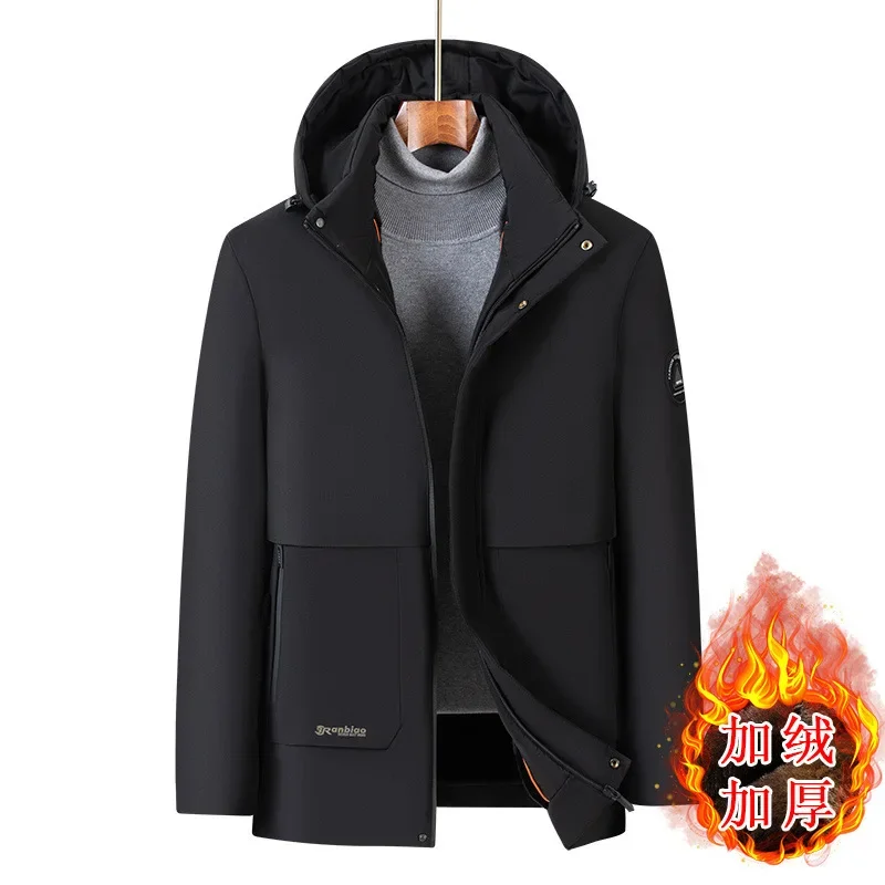 Classic Winter Jacket Men Brand Business Casual Fleece Male Coat Thicken Hooded Padded Jacket 5XL Keep Warm Fashion Parkas Men