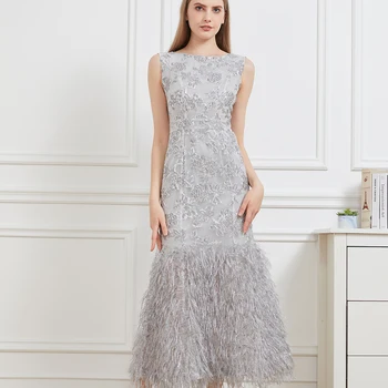 שמלת אורגנזה חדשה מבית DEVCHATA עם זנב דג ארוך, מקסי, ללא שר...