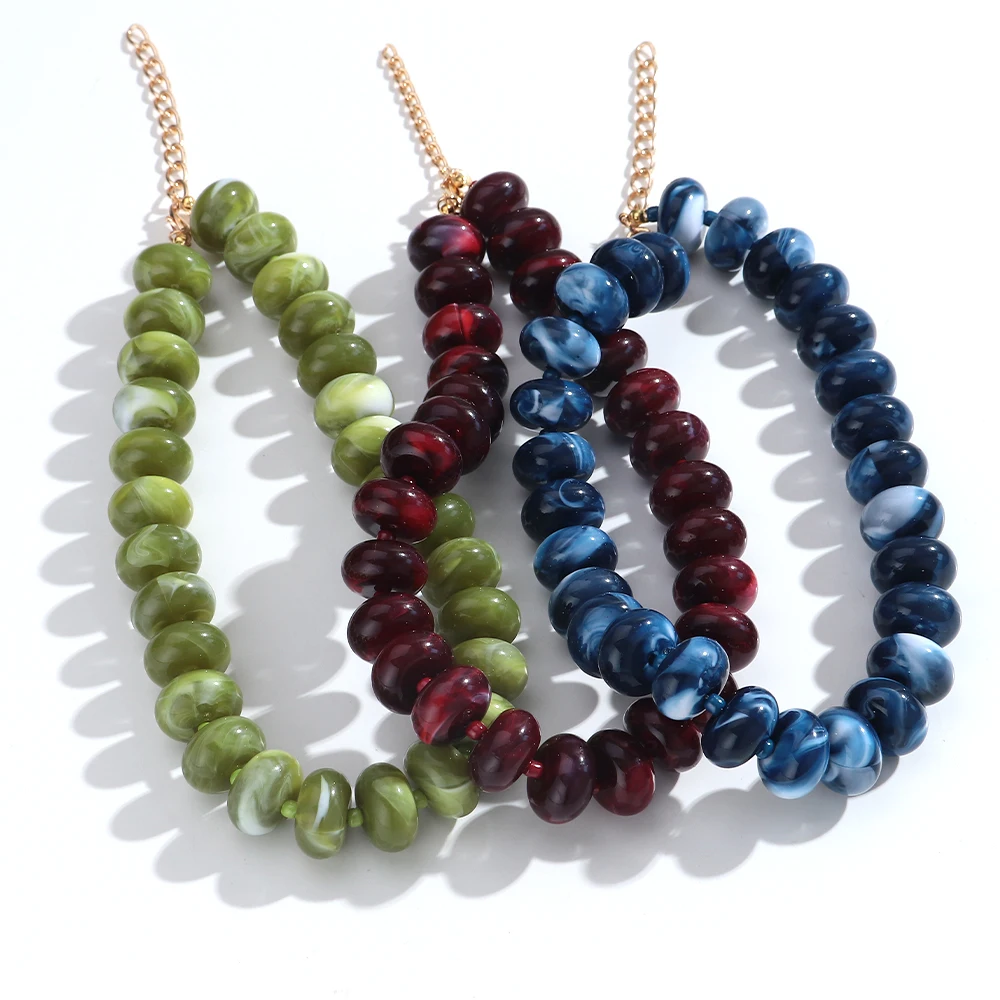 Vintage Bunte Chunky Perlenkette aus Harz, Dopamin-Acryl-Choker, Y2K Boho Statement Schlüsselbeinkette, Urlaubsschmuck Geschenk – Detail 2