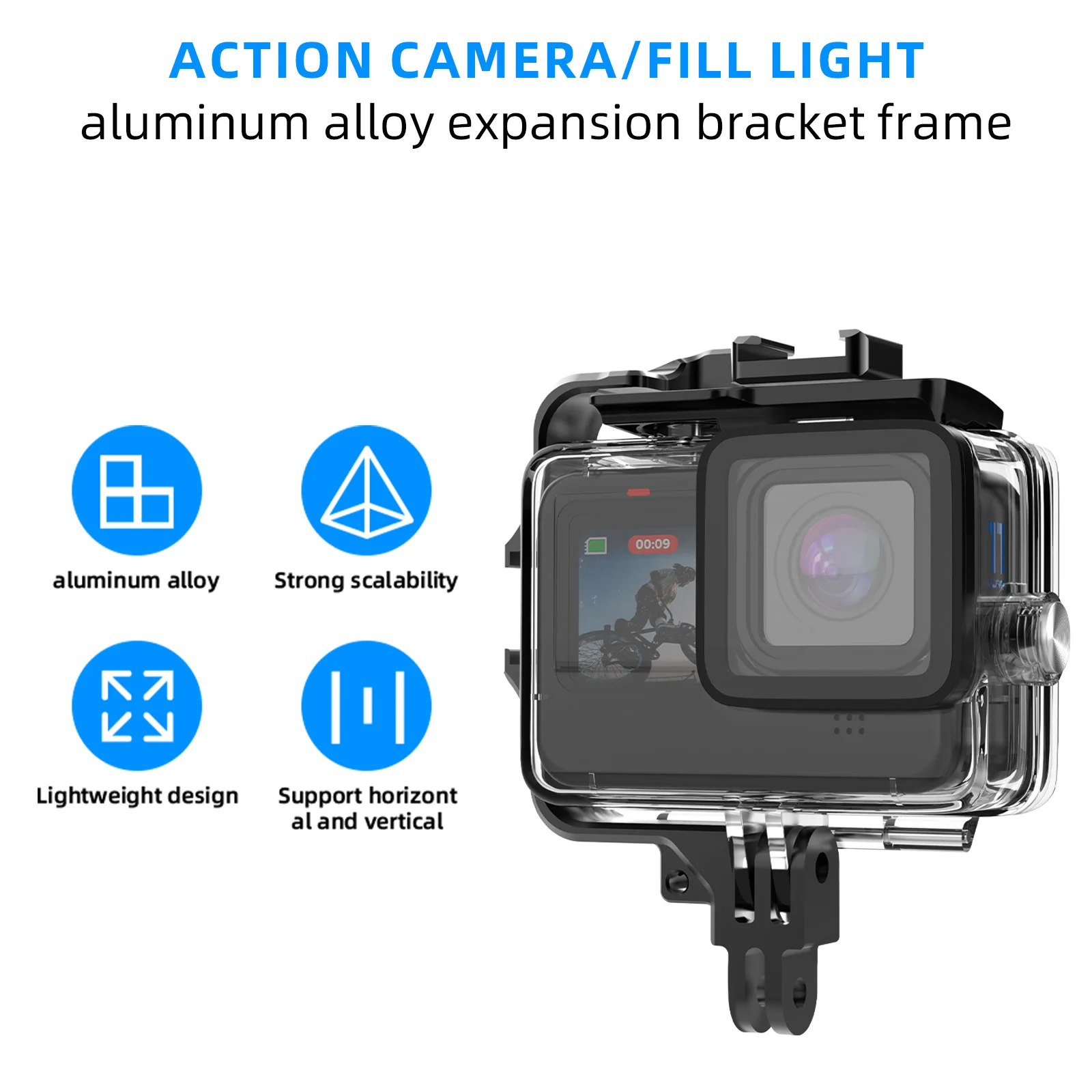 Metal Frame With Cold Shoe Mount For GoPro Hero 11 10 9 8 7 Dji Action 3 Camera Accessories Mounts for Lighting Mic Stick Attach