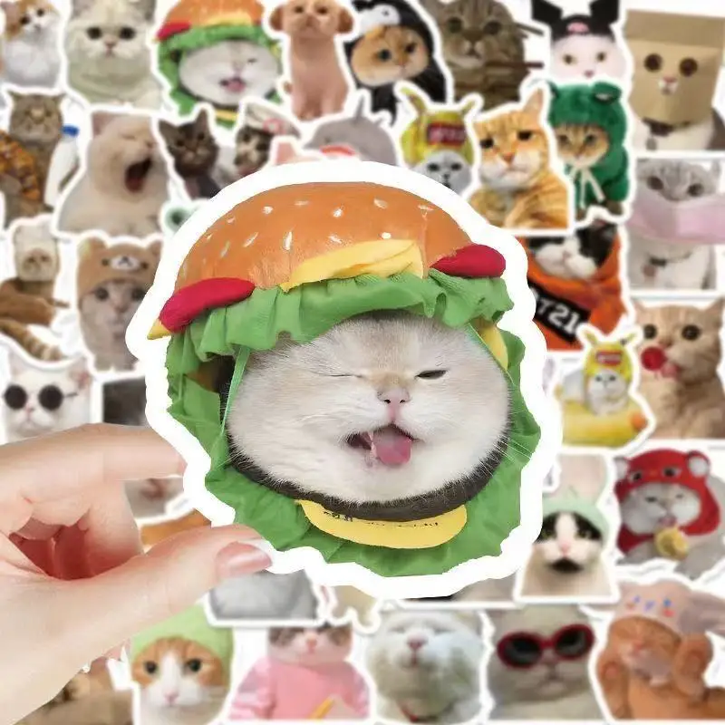 10/100 Buah Stiker Hewan MEME Kucing Lucu Lucu Stiker Kawaii Scrapbooking Notebook Bagasi Laptop Stiker Skateboard