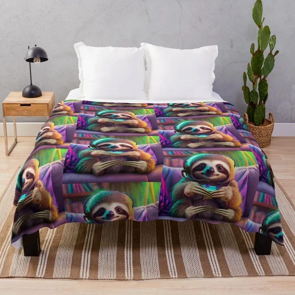 

Gamer Sloth Throw Blanket Stylish Warm Blanket for Living Room Bedroom