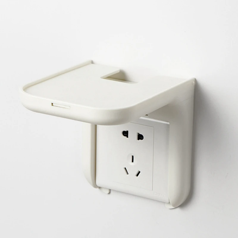 Wall Socket Rack No Punching Required Suitable for Smart Audio Brackets Bathroom Storage Organizer White