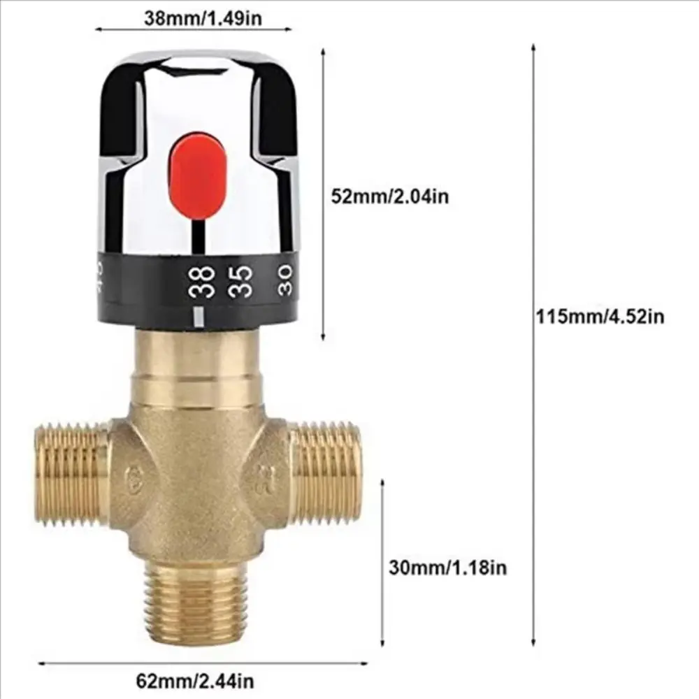 Detalhe 1 de Válvula solenoide Solid Brass Thermostatic Mixing Valve Hot and Cold Control 3Way Brass Thermostatic Valve General-purpose Anti-Scald Água e vapor