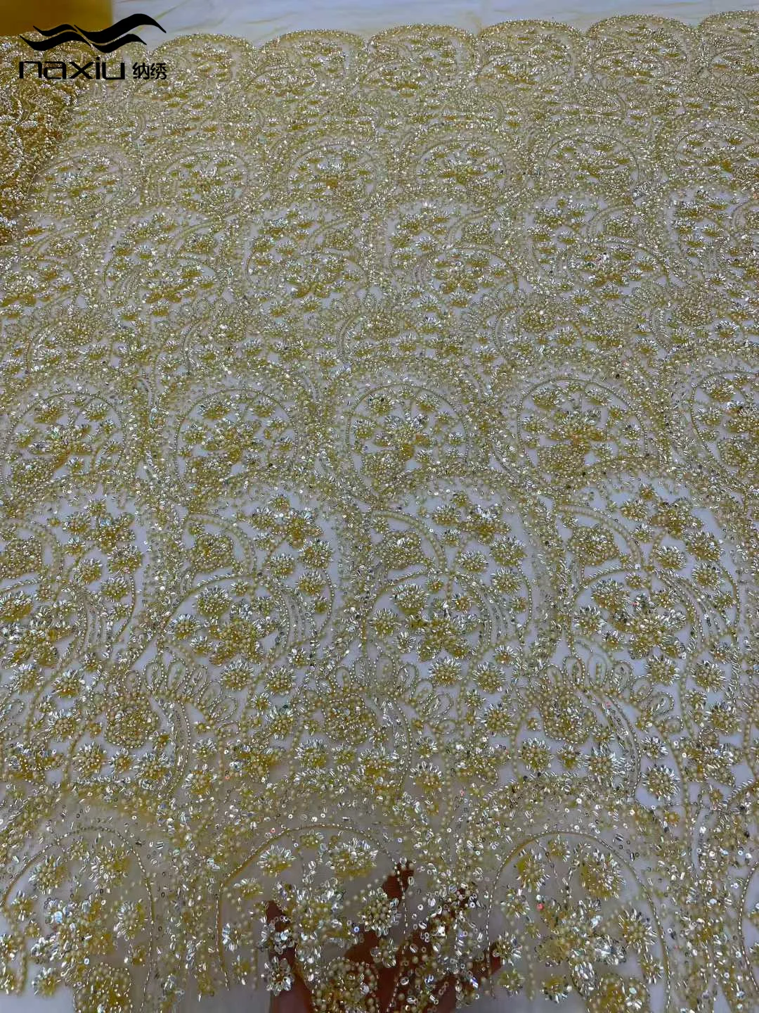 

Madison African Sequins Beaded Lace Fabrics 2025 High Quality Sequence Embroidery French Nigerian Lace Fabric For Wedding Sewing