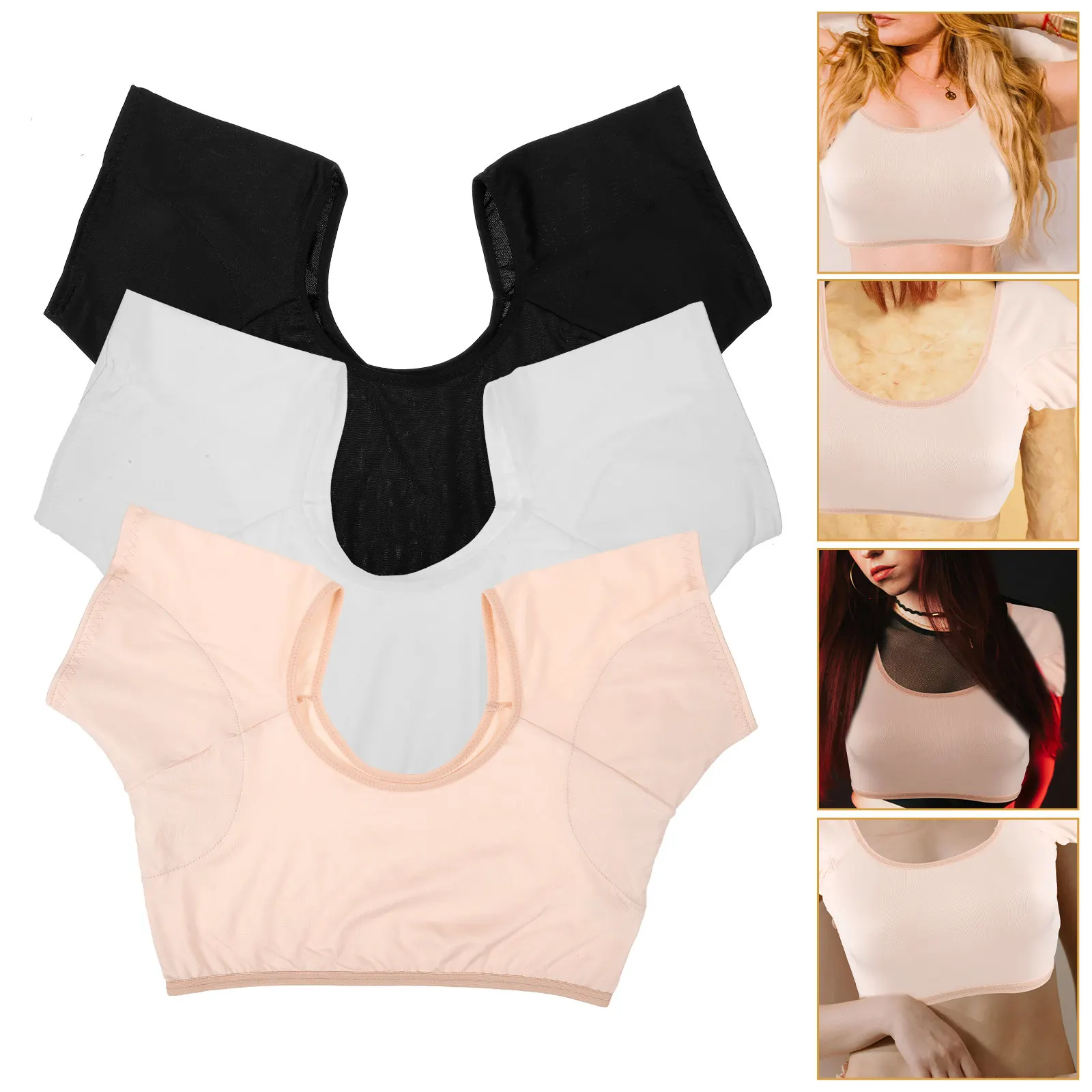 

Комплект из 3 женских жилетов от пота для подмышек, быстросохнущие, из ткани чинлон, влагонепроницаемые, для спорта, фитнеса и активного отдыха