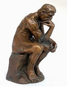 Collectible ! Vintage Rodin Pure Bronze Thinker Statue Art Deco