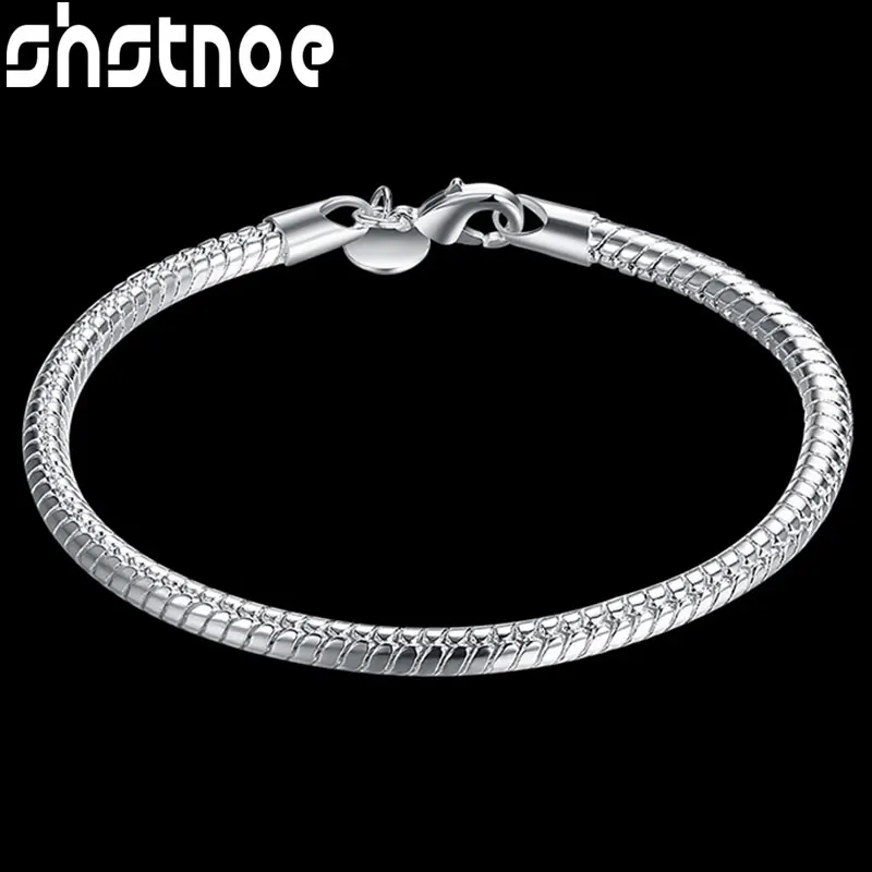 

SHSTONE 925 Sterling Silver 3mm Snake Chain Bracelet For Women Jewelry Fashion Wedding Engagement Party Birthday Gift