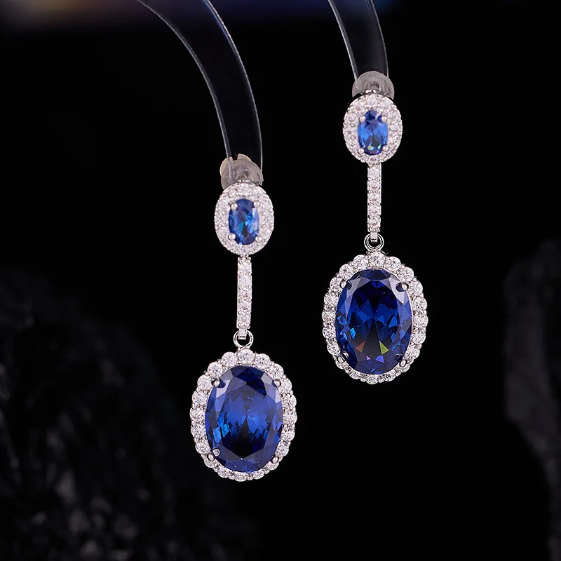 Легкие роскошные украшения, винтажные серьги с аквамарином, ожерелье, элегантные, роскошные и большие украшения на ключицу.