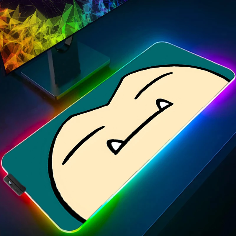 

RGB LED Mouse Pad P-Pokemon Snorlax Extra Large Laptop Keyboard Cushion cartoon Anime Girl Style Anti Slip Mouse Pad Gift