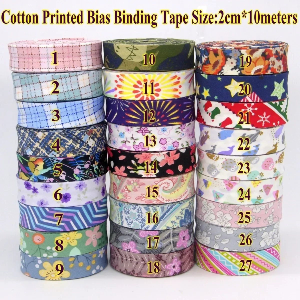 DIY Apparel Sewing Cotton Fabric Cutting Tape Bias Tape Size 2cm *10meters Printed Design Flowers Leaves Hearts