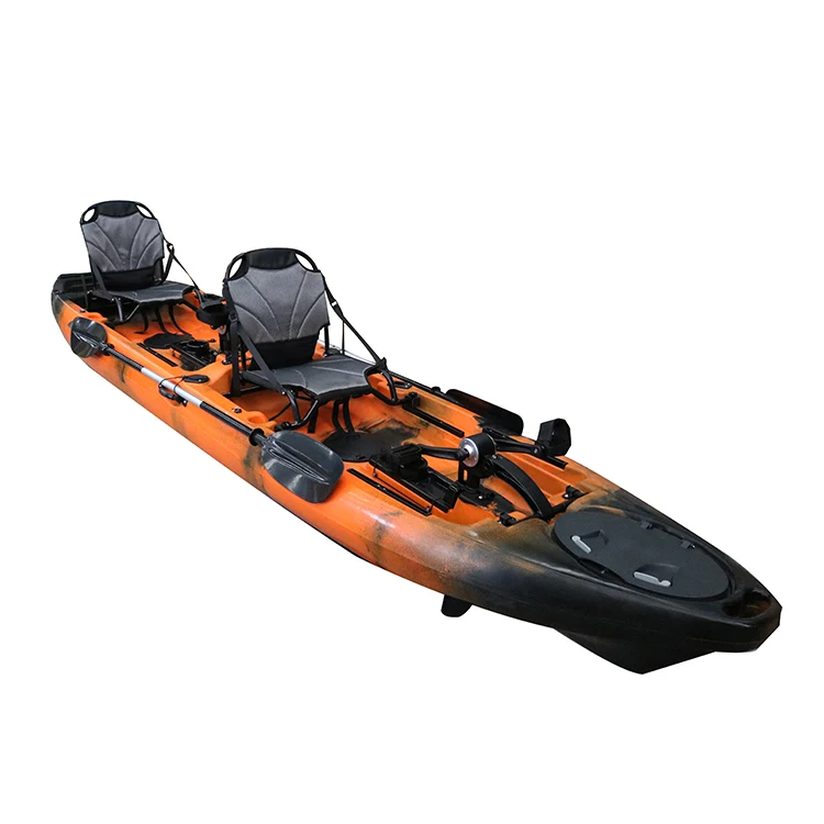 Kayak da pesca a doppio sedile Kayak in plastica per 2 persone seduto sul pedale superiore Kayak PE Certificato CE Canoa 8 gradi