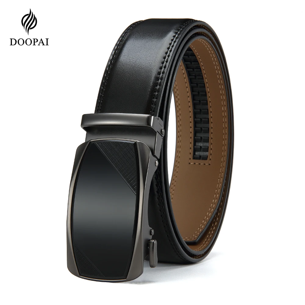 

DOOPAI мужской деловой ремень из натуральной кожи, ремень с пряжкой из сплава и храповым механизмом, ремень высшего качества, модный ремень для мужчин
