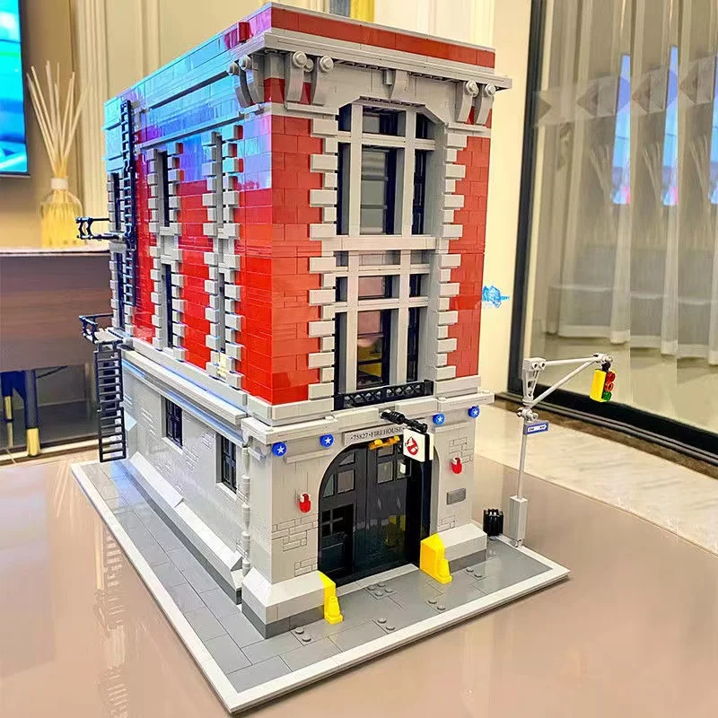 

moc 4634Pcs City Street View Firehouse Headquarters 16001 Building Blocks Bricks Kit Compatible 75827 Kid Birthday Gift