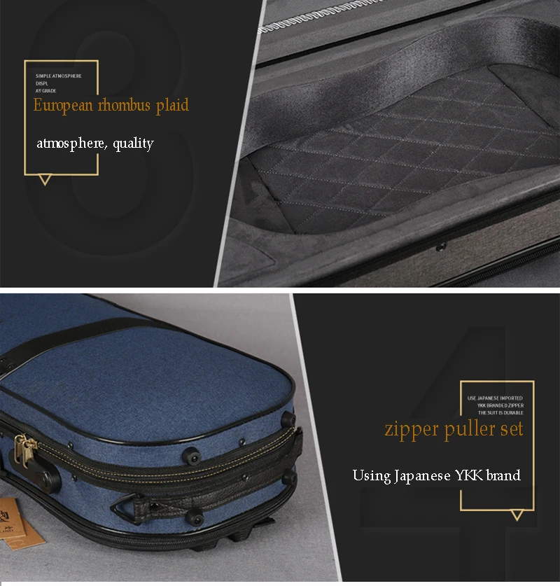 4/4 Violin case High-grade waterproof and compressive fashion Square Box Violin Square Case With hygrometer