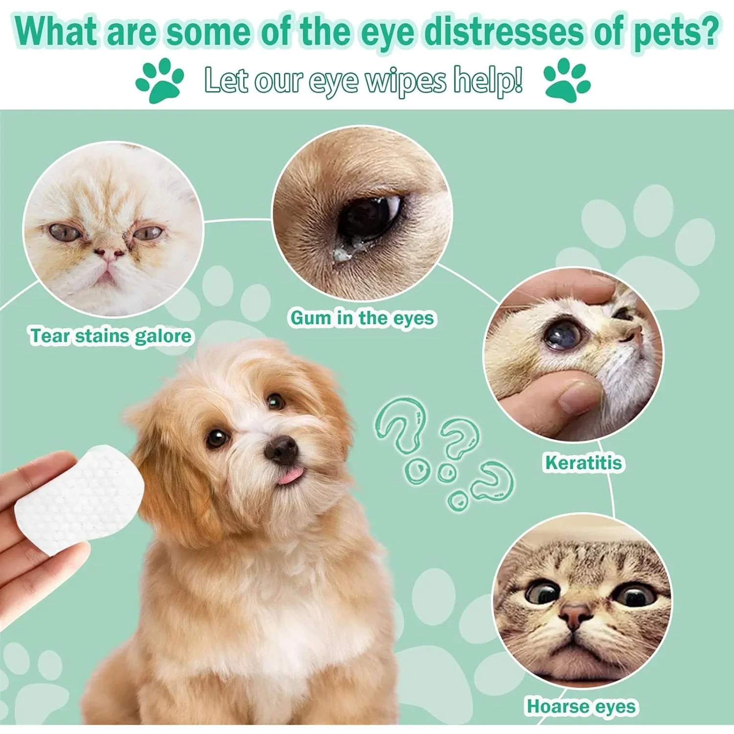 Care 100 Pieces of Wipes Tartar Eliminator Pet Grooming Wet Wipes Pet Eye Cleaner Tissue Cats Eyes. Removal Healths Hygiene Home