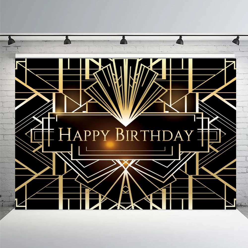 1920s "الغاتسبي العظيم" خلفية التصوير الفوتوغرافي الرجعية خط الذهب الأسود الفن بناء نمط حفل زفاف عيد ميلاد صورة خلفية